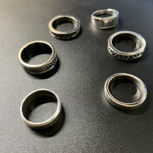 Pack of 6 silver rings